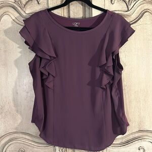 Loft Outlet Plum colored Ruffle front sleeveless top -women's - size large